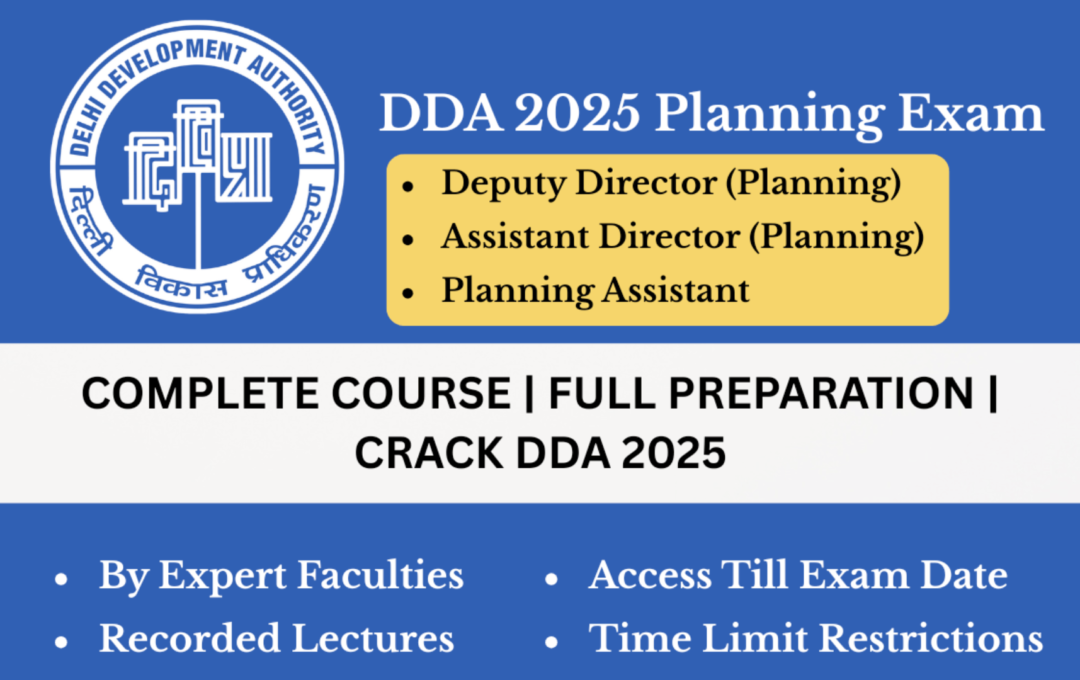 DDA Planning Exam 2025 Recorded Course | Deputy Director, Assistant Director & Planning Assistant Preparation